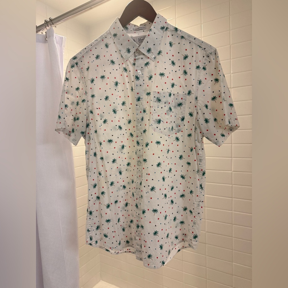Original Penguin White Shirt with Palm and Red Dot Print